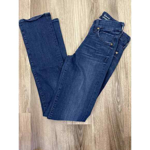 7 For All Mankind Jeans Women 25 x 33 Low Rise Kimmie Straight Leg Medium Wash - Picture 2 of 9